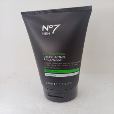 Mens No7 Oil Control Exfoliating Face Wash 150ml/Men Skincare Sensitive