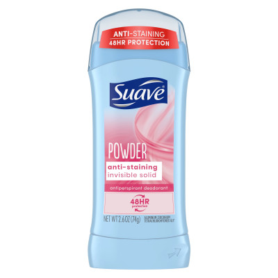 Suave Invisible Solid Antiperspirant Deodorant, Powder, Unisex, 2.6 oz(74g)