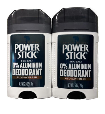 Power Stick 0% Aluminum Deodorant All Day Fresh Sea Salt 2.5 Oz 70g