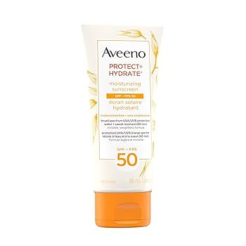 Aveeno Protect & Hydrate Face Sunscreen Lotion SPF 50 - Broad Spectrum UVA/UVB Protection with Oat Formula - Water Resistant, Non-Comedogenic Moisturizing Cream for Sensitive Skin, 88 mL