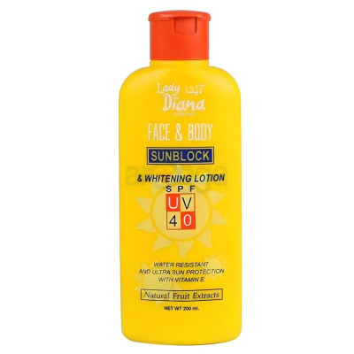 Lady Diana Collection Face & Body Sunblock & Whitening Lotion SPF40 with Vitamin E (200ml)