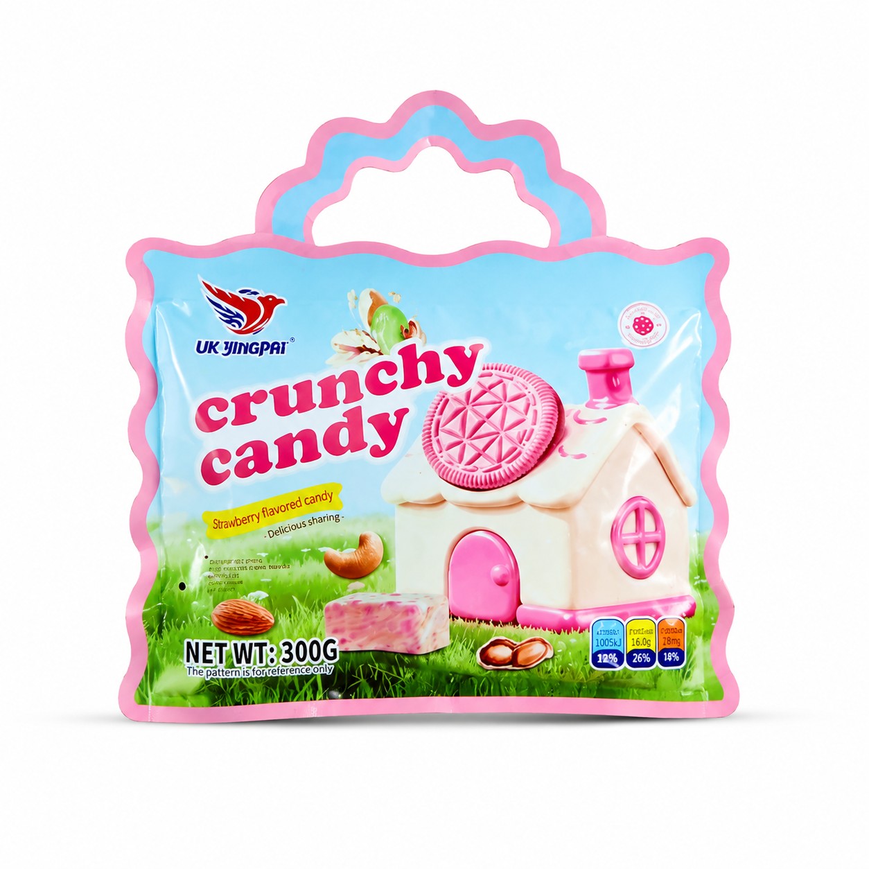Crunchy candy strawberry flavored candy 300g