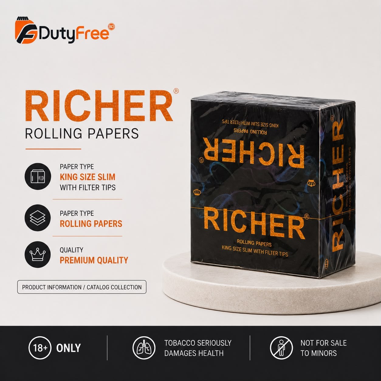 Richer Black King Size Slim Rolling Paper – 50 Leaves