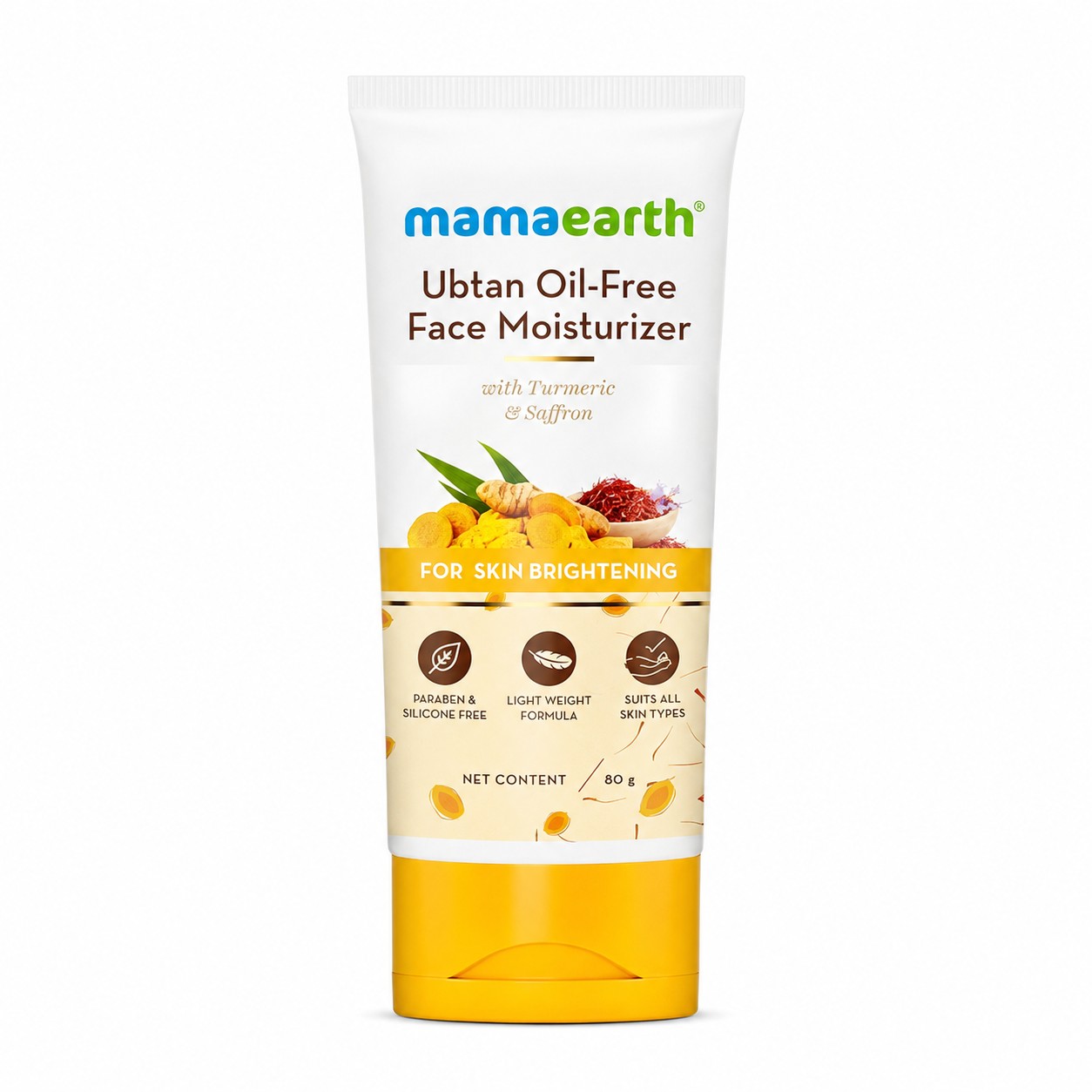 Mamaearth Ubtan Oil-Free Face Moisturizer With Turmeric & Saffron For Skin Brightening - 80g