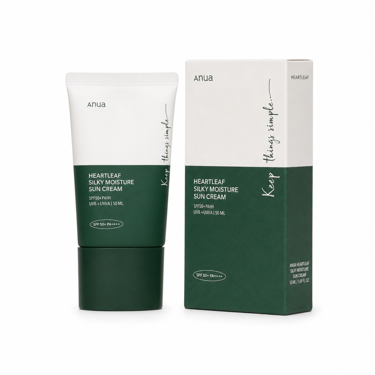 Anua Heartleaf Silky Moisture Sunscreen 50ml.