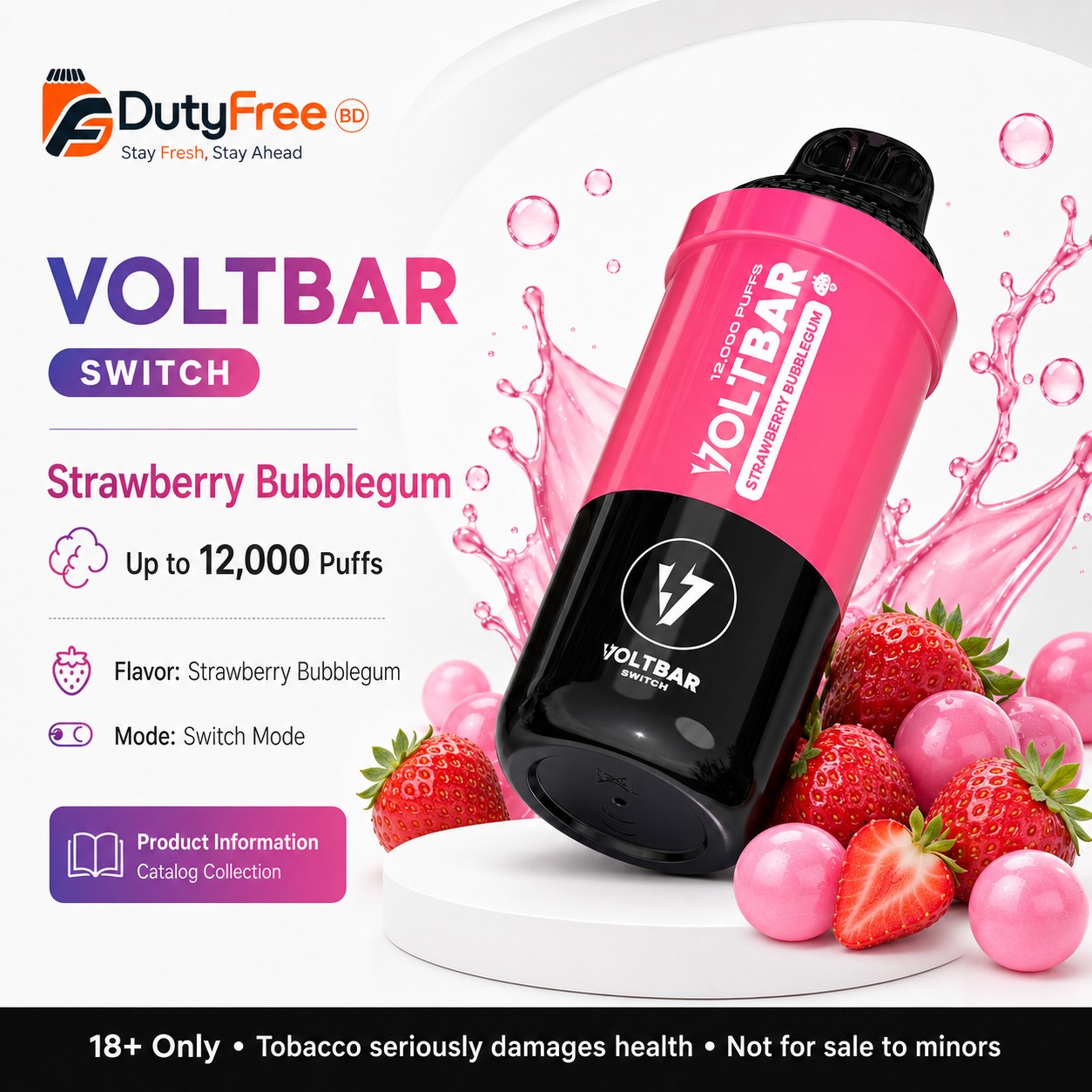 Strawberry Bubblegum - VOLTBAR Switch | Up to 12,000 Puffs