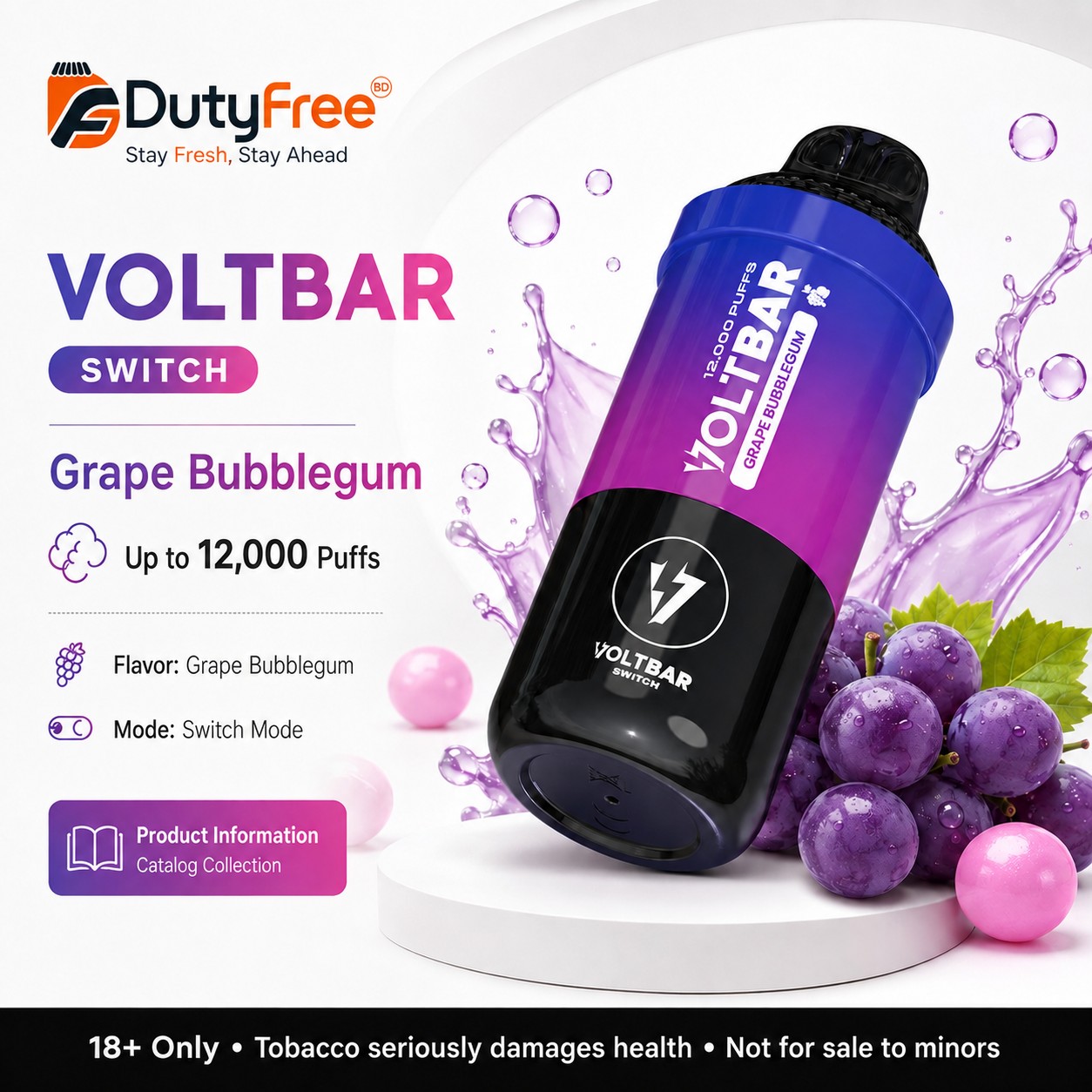 Grape Bubblegum - VOLTBAR Switch | Up to 12,000 Puffs