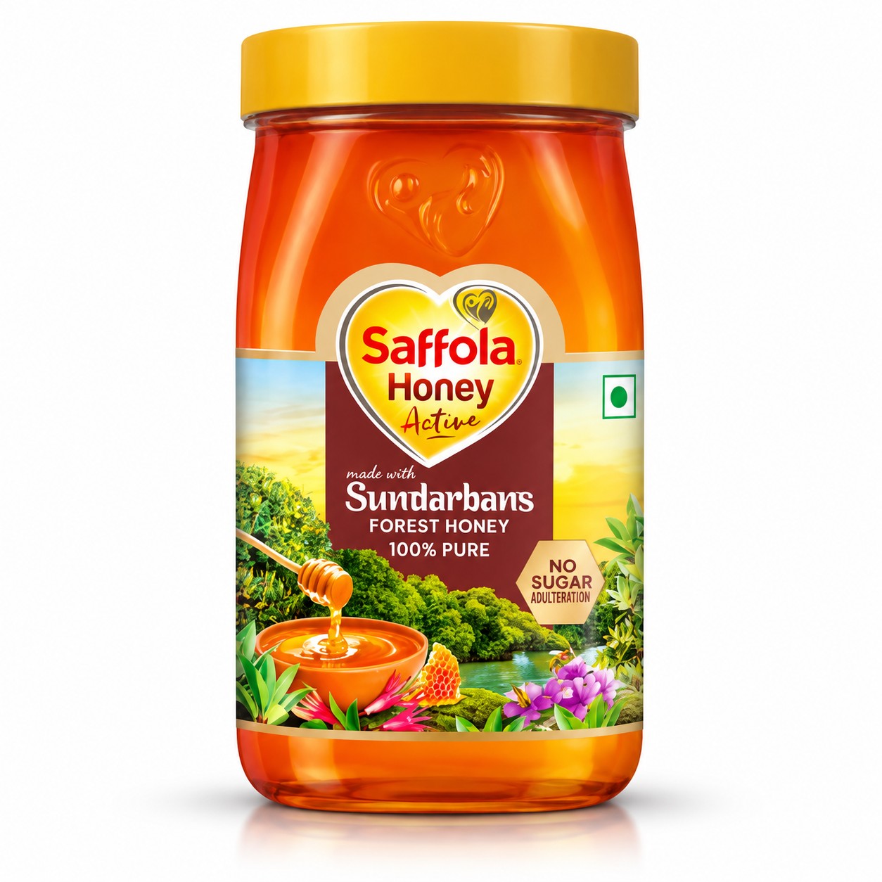 Saffola Honey Active, Made with Sundarban Forest Honey, 100% Pure Honey-1L